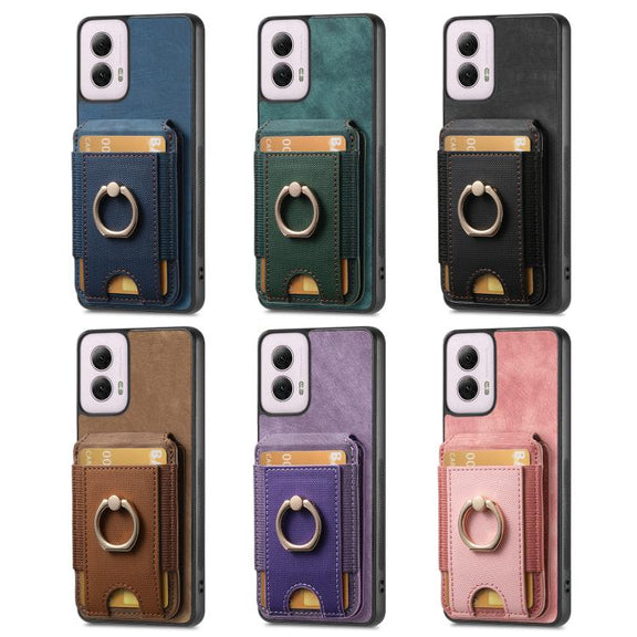 For Motorola Moto G Power 5G 2024 Retro Splitable Magnetic Stand Card Bag Leather Phone Case(Black)