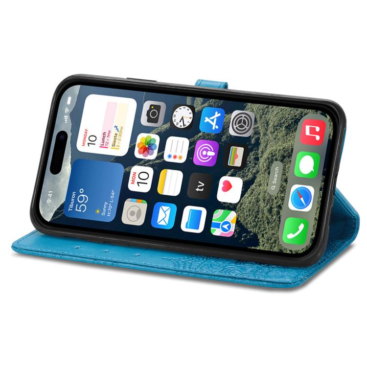 For iPhone 16e Mandala Flower Embossed Leather Phone Case(Blue) - iPhone 16e Cases by PMC TechLife | Online Shopping South Africa | PMC TechLife | Buy Now Pay Later Mobicred