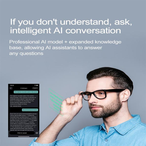 W100 Smart Glasses, Support AI Conversation / AI Intelligent Translation / Bluetooth Call(White)