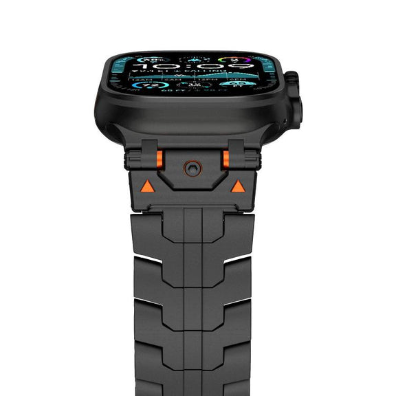 For Apple Watch 46mm / 49mm / 45mm / 44mm Stainless Steel Iron Man Butterfly Buckle Metal Watch Band(Black)