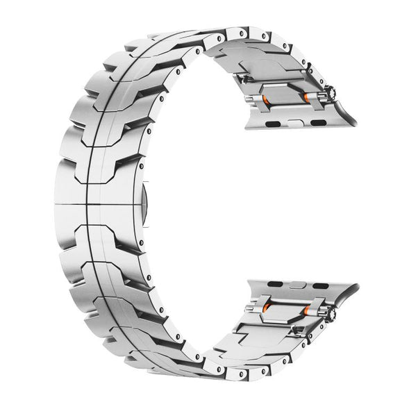 For Apple Watch 42mm / 41mm / 40mm / 38mm Stainless Steel Iron Man Butterfly Buckle Metal Watch Band(Silver)