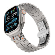 For Apple Watch 42mm / 41mm / 40mm / 38mm Stainless Steel Iron Man Butterfly Buckle Metal Watch Band(Titanium Color)