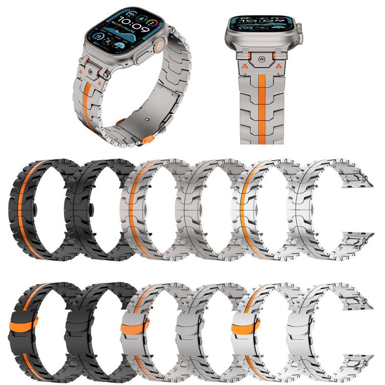 For Apple Watch 42mm / 41mm / 40mm / 38mm Stainless Steel Iron Man Butterfly Buckle Metal Watch Band(Black)