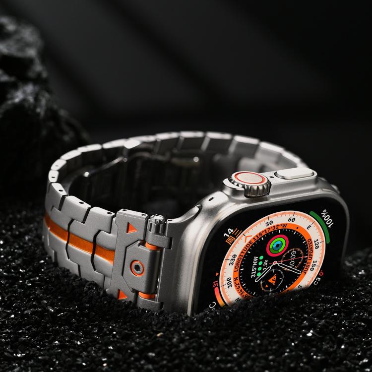 For Apple Watch 46mm / 49mm / 45mm / 44mm Stainless Steel Iron Man Butterfly Buckle Metal Watch Band(Black)