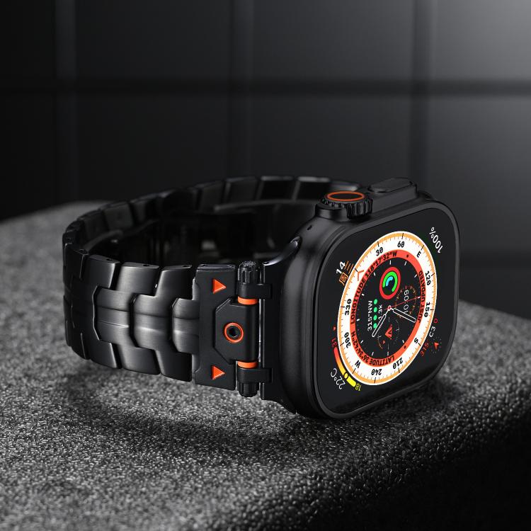 For Apple Watch 42mm / 41mm / 40mm / 38mm Stainless Steel Iron Man Butterfly Buckle Metal Watch Band(Titanium Color)