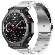For Amazfit T-REX 3 Three Beads Stainless Steel Metal Watch Band(Silver)