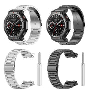 For Amazfit T-REX 3 Three Beads Stainless Steel Metal Watch Band(Silver)