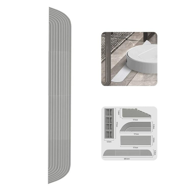 JUNSUNMAY For Ecovacs / iRobot / Mijia / Dreame Sweeping Robot Universal Silicone Threshold Bars Ramp Mat(Grey)