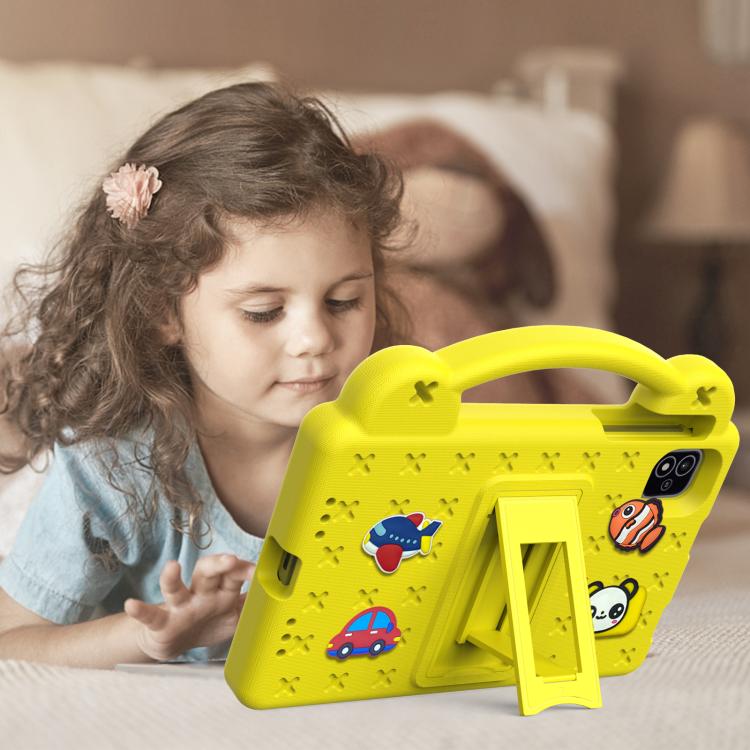 For NEC Lavie Tab T11 T1155 2024 Handle Kickstand Children EVA Shockproof Tablet Case(Yellow)