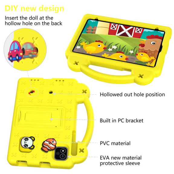 For NEC Lavie Tab T11 T1155 2024 Handle Kickstand Children EVA Shockproof Tablet Case(Yellow)