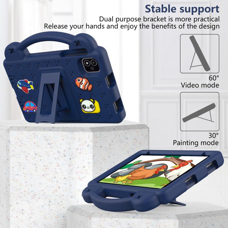 For NEC Lavie Tab T11 T1155 2024 Handle Kickstand Children EVA Shockproof Tablet Case(Navy Blue)