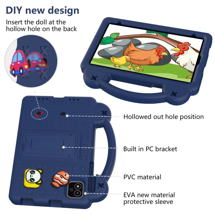 For NEC Lavie Tab T11 T1155 2024 Handle Kickstand Children EVA Shockproof Tablet Case(Navy Blue)