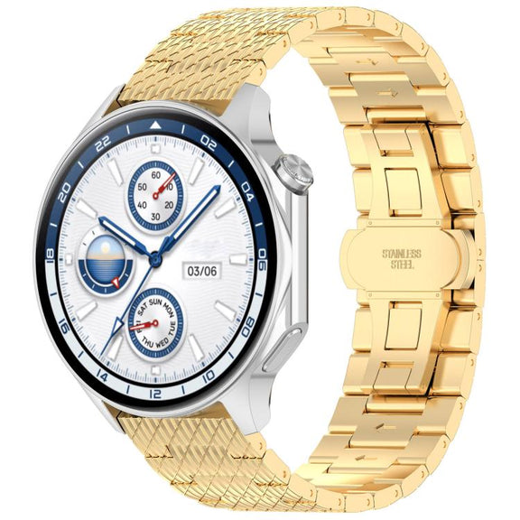 For OPPO Watch X2 Twill Texture Stainless Steel Metal Watch Band(Gold)