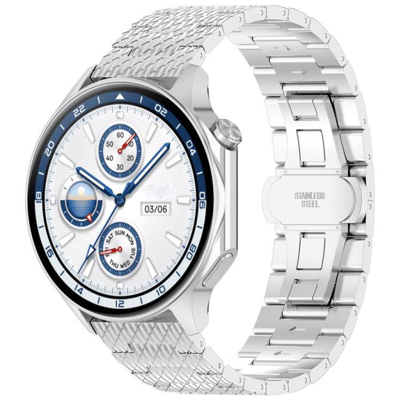 For OPPO Watch X2 Twill Texture Stainless Steel Metal Watch Band(Silver)