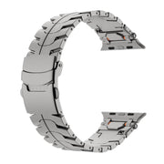 For Apple Watch 46mm / 49mm / 45mm / 44mm Stainless Steel Iron Man Safety Buckle Metal Watch Band(Titanium Color)
