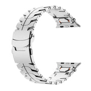 For Apple Watch 42mm / 41mm / 40mm / 38mm Stainless Steel Iron Man Safety Buckle Metal Watch Band(Silver)