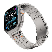 For Apple Watch 42mm / 41mm / 40mm / 38mm Stainless Steel Iron Man Safety Buckle Metal Watch Band(Titanium Color)