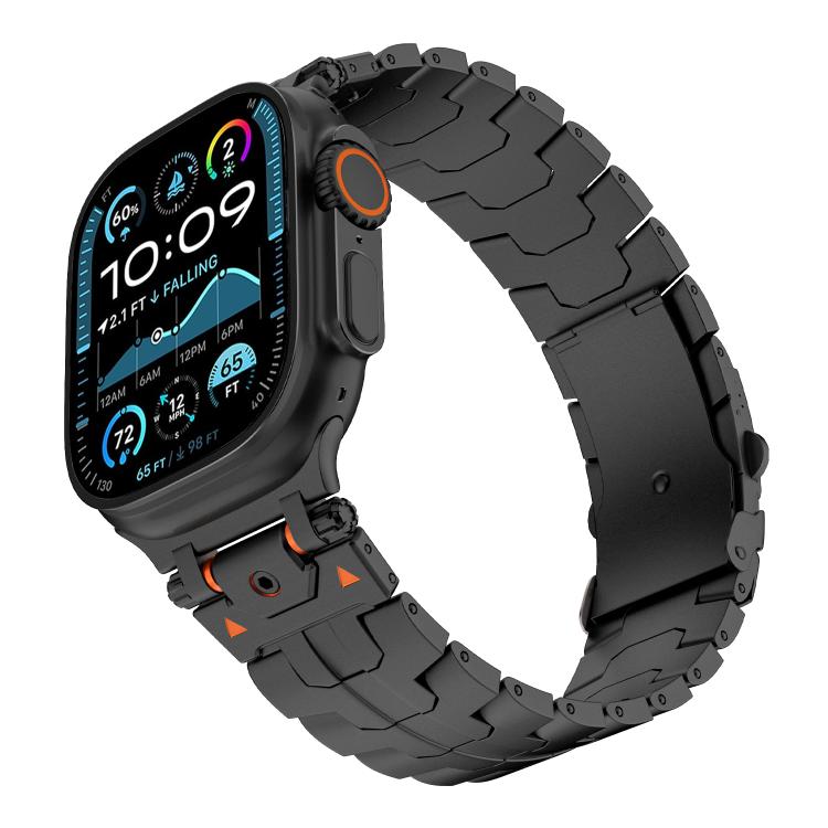 For Apple Watch 42mm / 41mm / 40mm / 38mm Stainless Steel Iron Man Safety Buckle Metal Watch Band(Black) - free shipping - PMC TechLife - Order now!