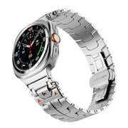 For Samsung Galaxy Watch 7 Ultra 47mm Stainless Steel Butterfly Buckle Metal Watch Band(Silver)