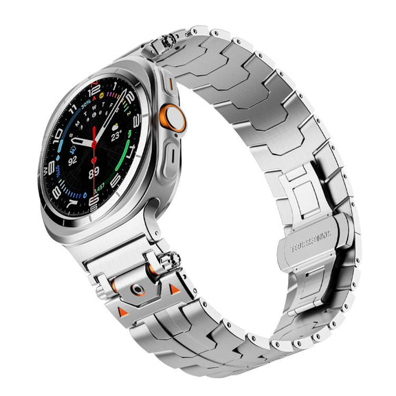 For Samsung Galaxy Watch 7 Ultra 47mm Stainless Steel Butterfly Buckle Metal Watch Band(Silver)