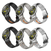 22mm Stainless Steel Safety Buckle Metal Watch Band(Silver Orange)