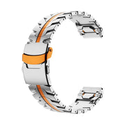 22mm Stainless Steel Safety Buckle Metal Watch Band(Silver)