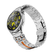 22mm Stainless Steel Butterfly Buckle Metal Watch Band(Silver Orange)