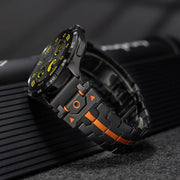 22mm Stainless Steel Butterfly Buckle Metal Watch Band(Silver Orange)