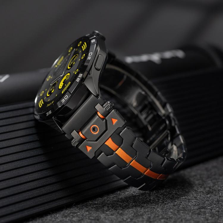 22mm Stainless Steel Butterfly Buckle Metal Watch Band(Silver Orange)