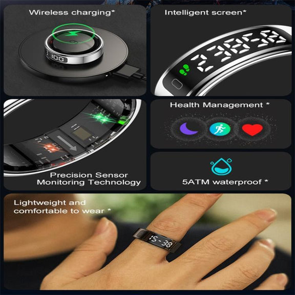 R11 SIZE 12 Smart Ring, Support Heart Rate / Blood Oxygen / Sleep / Multiple Sports Modes(Black)