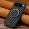 For Google Pixel 9 Pro XL Suteni G3 Carbon Fiber Leather 360 Rotation Holder MagSafe Phone Case(Black) - Google Cases by Suteni | Online Shopping South Africa | PMC TechLife | Buy Now Pay Later Mobicred