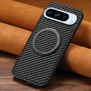 For Google Pixel 8 Pro Suteni G3 Carbon Fiber Leather 360 Rotation Holder MagSafe Phone Case(Black)