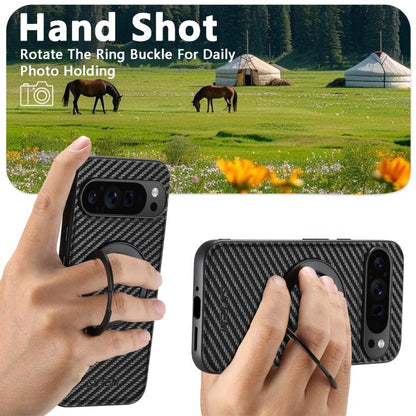 For Google Pixel 6 Pro Suteni G3 Carbon Fiber Leather 360 Rotation Holder MagSafe Phone Case(Black) - free shipping - PMC Jewellery - Order now!