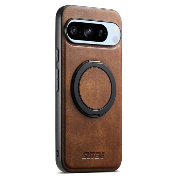 For Google Pixel 8 Pro Suteni G3 Suteni G3 Oil Wax 360 Rotation Holder MagSafe Back Phone Case(Brown)