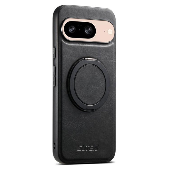 For Google Pixel 8 Suteni G3 Oil Wax 360 Rotation Holder MagSafe Back Phone Case(Black)