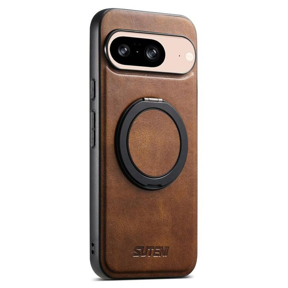 For Google Pixel 8 Suteni G3 Suteni G3 Oil Wax 360 Rotation Holder MagSafe Back Phone Case(Brown)