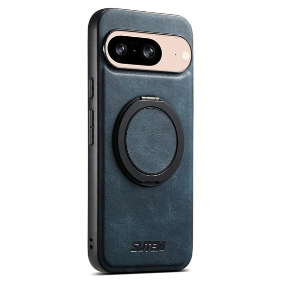 For Google Pixel 8 Suteni G3 Oil Wax 360 Rotation Holder MagSafe Back Phone Case(Blue)