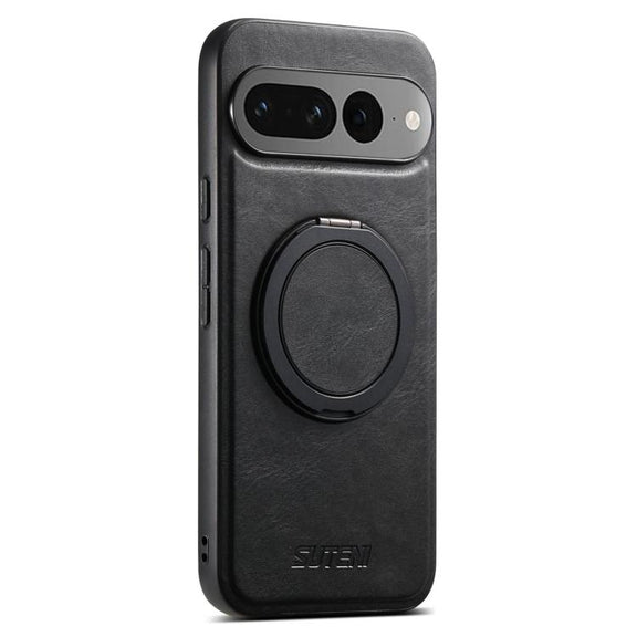 For Google Pixel 7 Pro Suteni G3 Suteni G3 Oil Wax 360 Rotation Holder MagSafe Back Phone Case(Black)