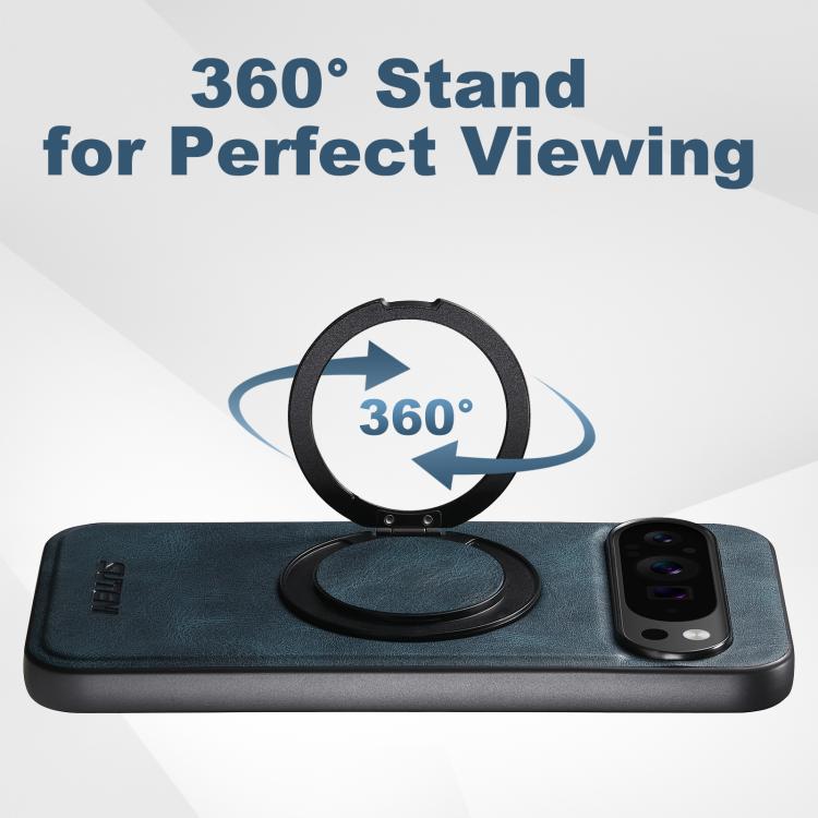 For Google Pixel 7 Pro Suteni G3 Oil Wax 360 Rotation Holder MagSafe Back Phone Case(Blue) - Google Cases by Suteni | Online Shopping South Africa | PMC TechLife | Buy Now Pay Later Mobicred