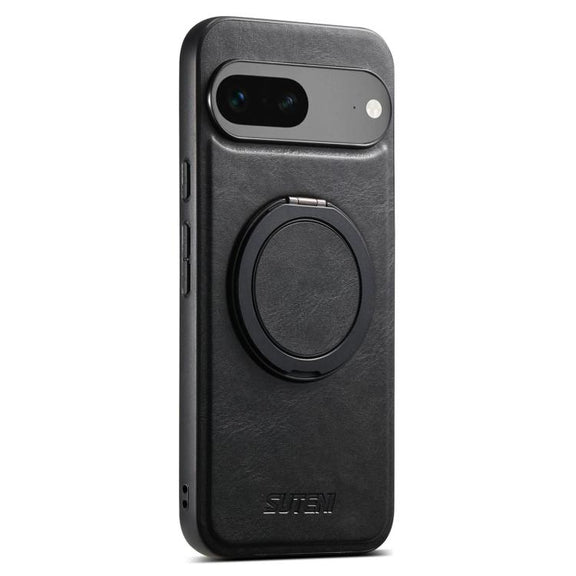 For Google Pixel 7 Suteni G3 Oil Wax 360 Rotation Holder MagSafe Back Phone Case(Black)