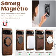 For Google Pixel 7 Suteni G3 Suteni G3 Oil Wax 360 Rotation Holder MagSafe Back Phone Case(Brown)