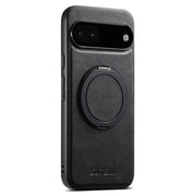 For Google Pixel 6a Suteni G3 Oil Wax 360 Rotation Holder MagSafe Back Phone Case(Black)