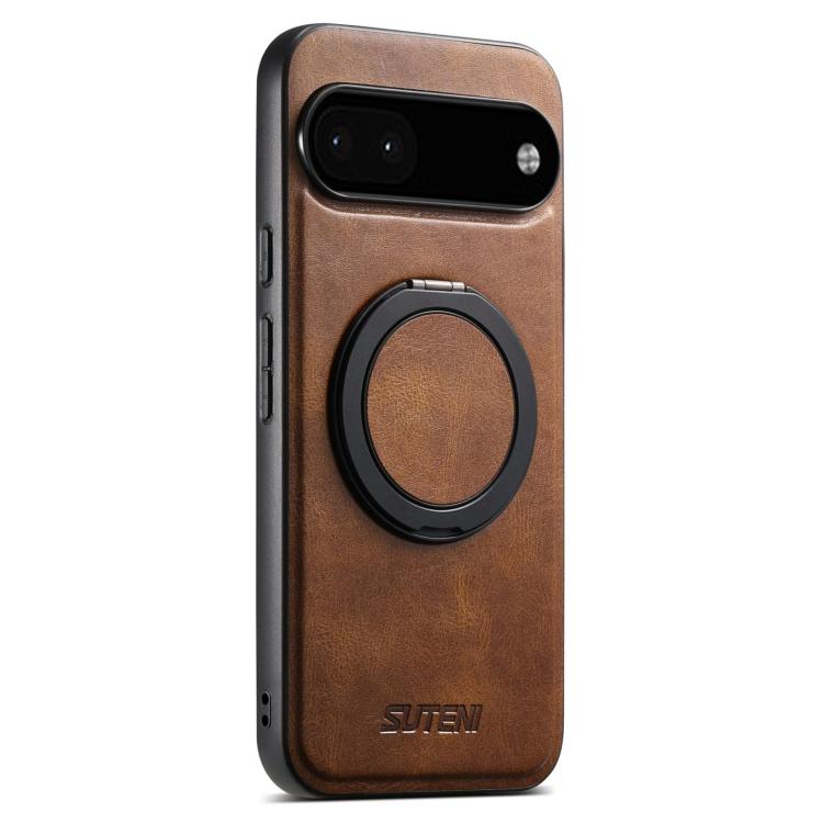 For Google Pixel 6a Suteni G3 Suteni G3 Oil Wax 360 Rotation Holder MagSafe Back Phone Case(Brown) - Google Cases by Suteni | Online Shopping South Africa | PMC TechLife | Buy Now Pay Later Mobicred