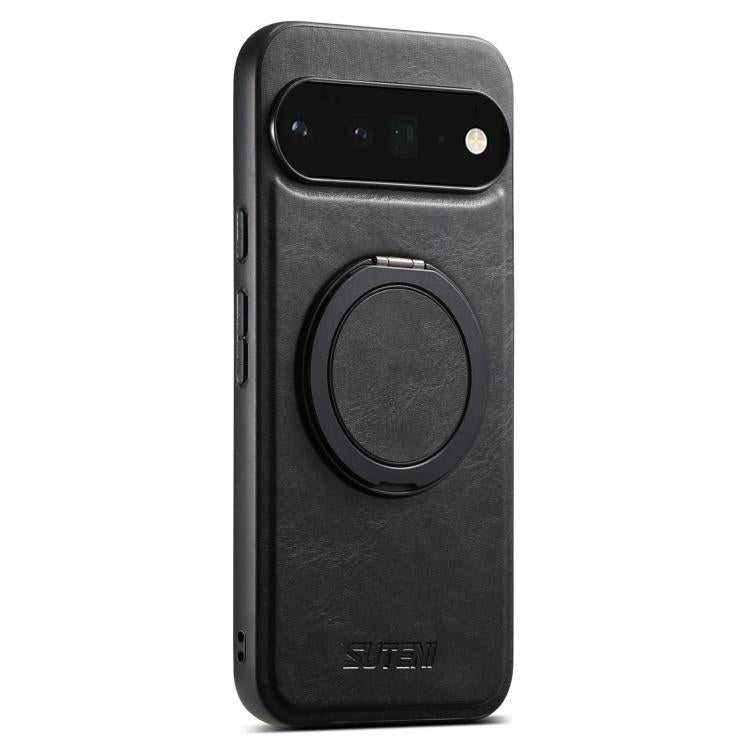 For Google Pixel 6 Pro Suteni G3 Oil Wax 360 Rotation Holder MagSafe Back Phone Case(Black) - Google Cases by Suteni | Online Shopping South Africa | PMC Jewellery | Buy Now Pay Later Mobicred