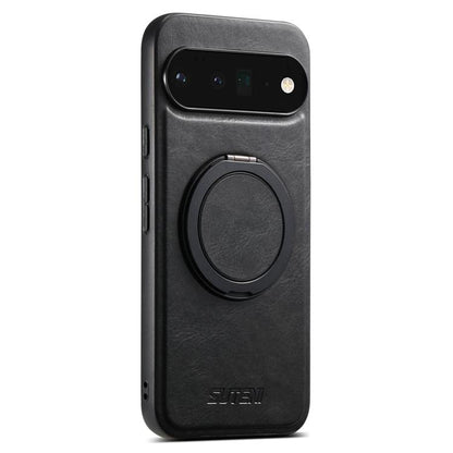 For Google Pixel 6 Pro Suteni G3 Oil Wax 360 Rotation Holder MagSafe Back Phone Case(Black) - Google Cases by Suteni | Online Shopping South Africa | PMC Jewellery | Buy Now Pay Later Mobicred