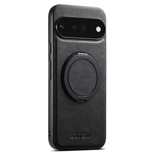 For Google Pixel 6 Pro Suteni G3 Oil Wax 360 Rotation Holder MagSafe Back Phone Case(Black) - Google Cases by Suteni | Online Shopping South Africa | PMC Jewellery | Buy Now Pay Later Mobicred
