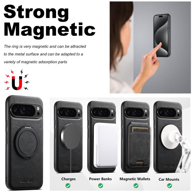 For Google Pixel 6 Pro Suteni G3 Oil Wax 360 Rotation Holder MagSafe Back Phone Case(Black) - Google Cases by Suteni | Online Shopping South Africa | PMC Jewellery | Buy Now Pay Later Mobicred