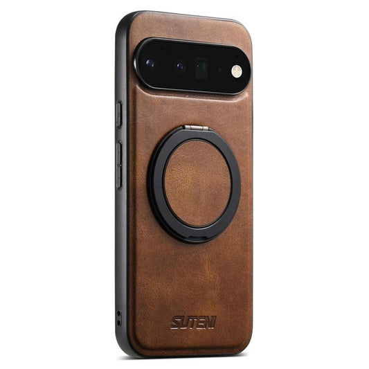 For Google Pixel 6 Pro Suteni G3 Oil Wax 360 Rotation Holder MagSafe Back Phone Case(Brown) - Google Cases by Suteni | Online Shopping South Africa | PMC Jewellery | Buy Now Pay Later Mobicred
