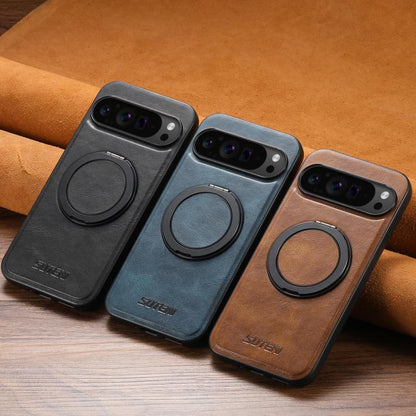 For Google Pixel 6 Pro Suteni G3 Oil Wax 360 Rotation Holder MagSafe Back Phone Case(Brown) - Google Cases by Suteni | Online Shopping South Africa | PMC Jewellery | Buy Now Pay Later Mobicred