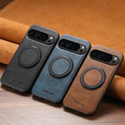 For Google Pixel 9 Pro XL Suteni G3 Oil Wax 360 Rotation Holder MagSafe Back Phone Case(Brown)